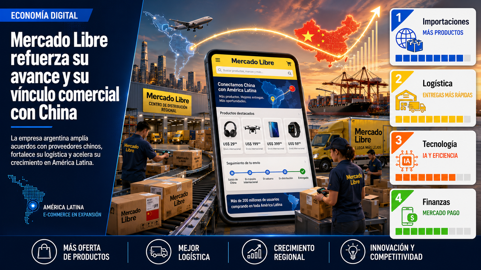 Mercado Libre acelera su expansión global y refuerza su presencia en China para potenciar el comercio electrónico