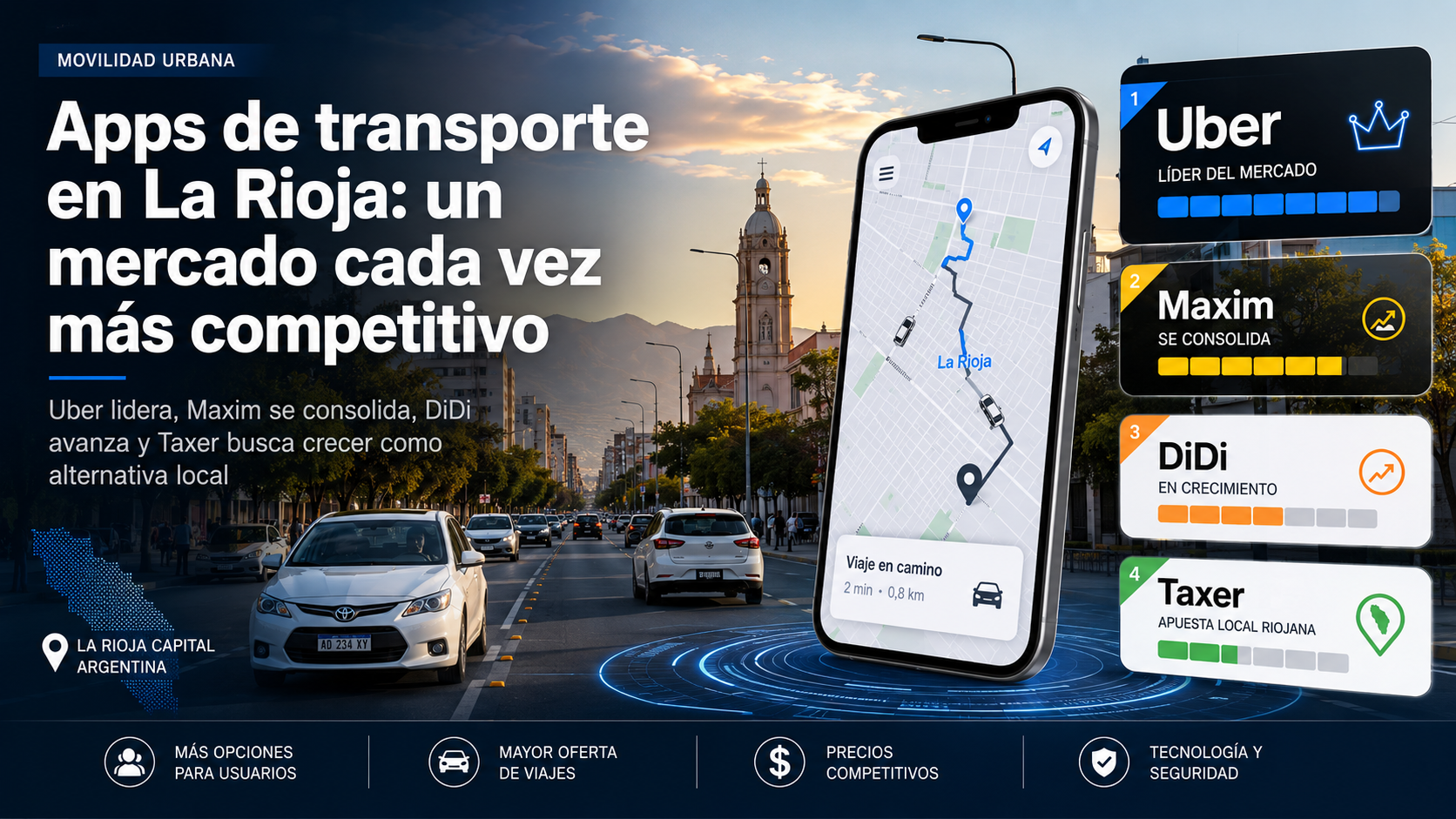 La Rioja suma competencia en el transporte por aplicaciones: Uber lidera el mercado y Taxer busca abrirse camino